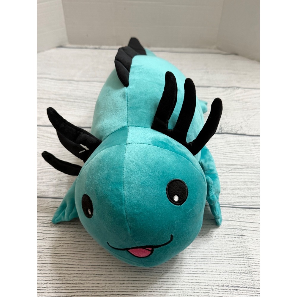 Snoozimals 20 inch Axolotl Plush Teal Black Stuffed Animal Salamander Toy